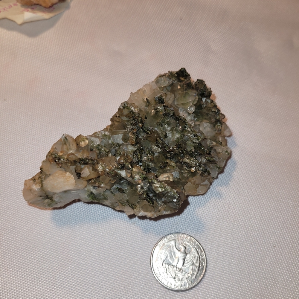 Raw Natural Fairy Forest Druzy Epidote and Clear Quartz from Turkey